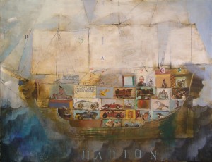 Πλοίον, 2005, 89Χ116 εκ., ακρυλικά σε μουσαμά. 