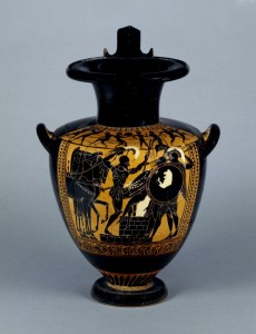 Hydria with Achilles Slaying Troilos Terracotta, black-figure, ca. 510-500 BC, from Vulci. British Museum, inv. no. 1837,0609.69 © Trustees of the British Museum